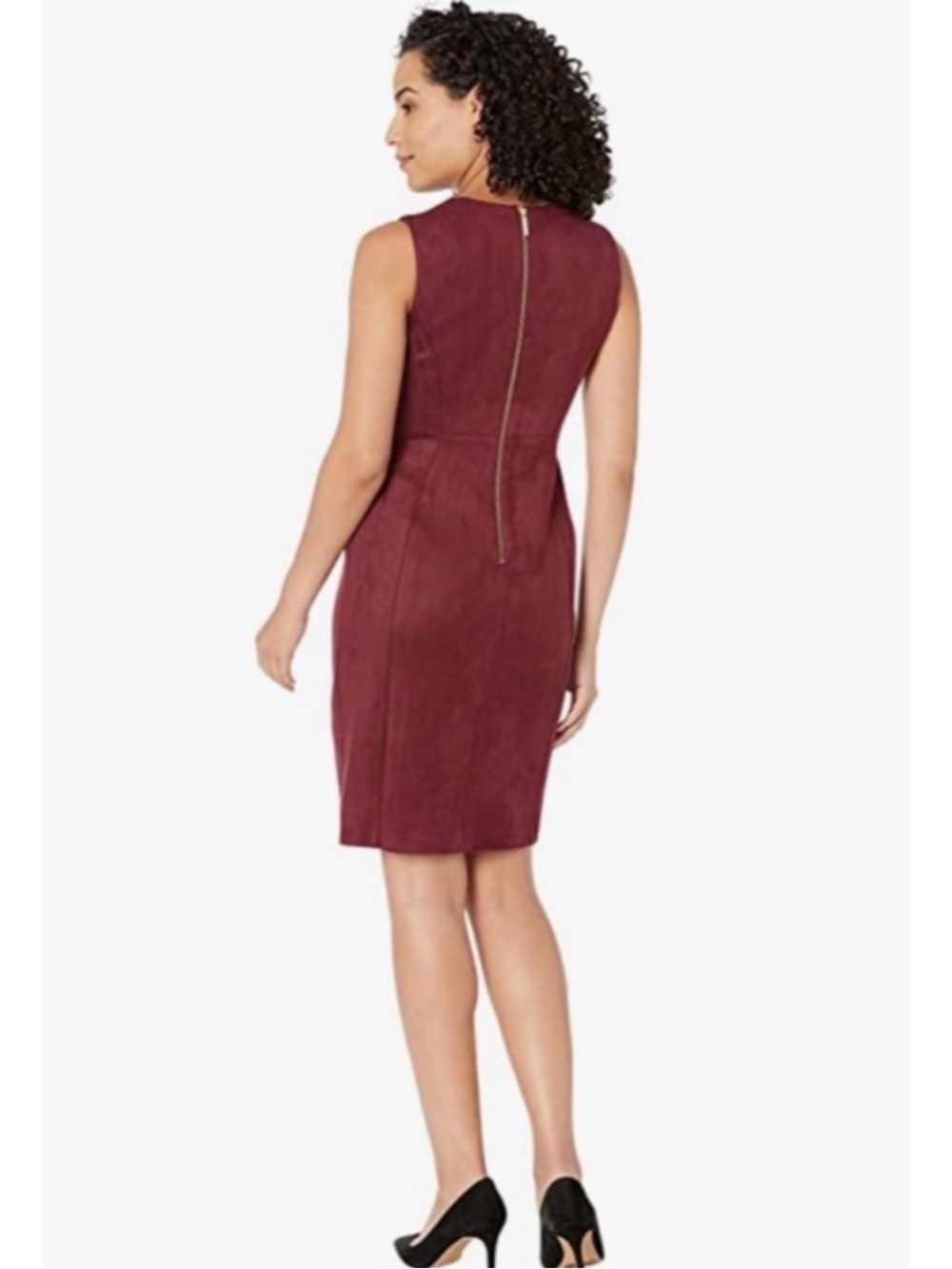 Sleeveless Suede Sheath Dress - Picture 3 of 8